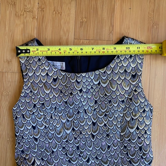 Pippa & Julie Drop Waist Fit and Flare Silver Gold Jacquard Party Short Dress 10 - Picture 10 of 15